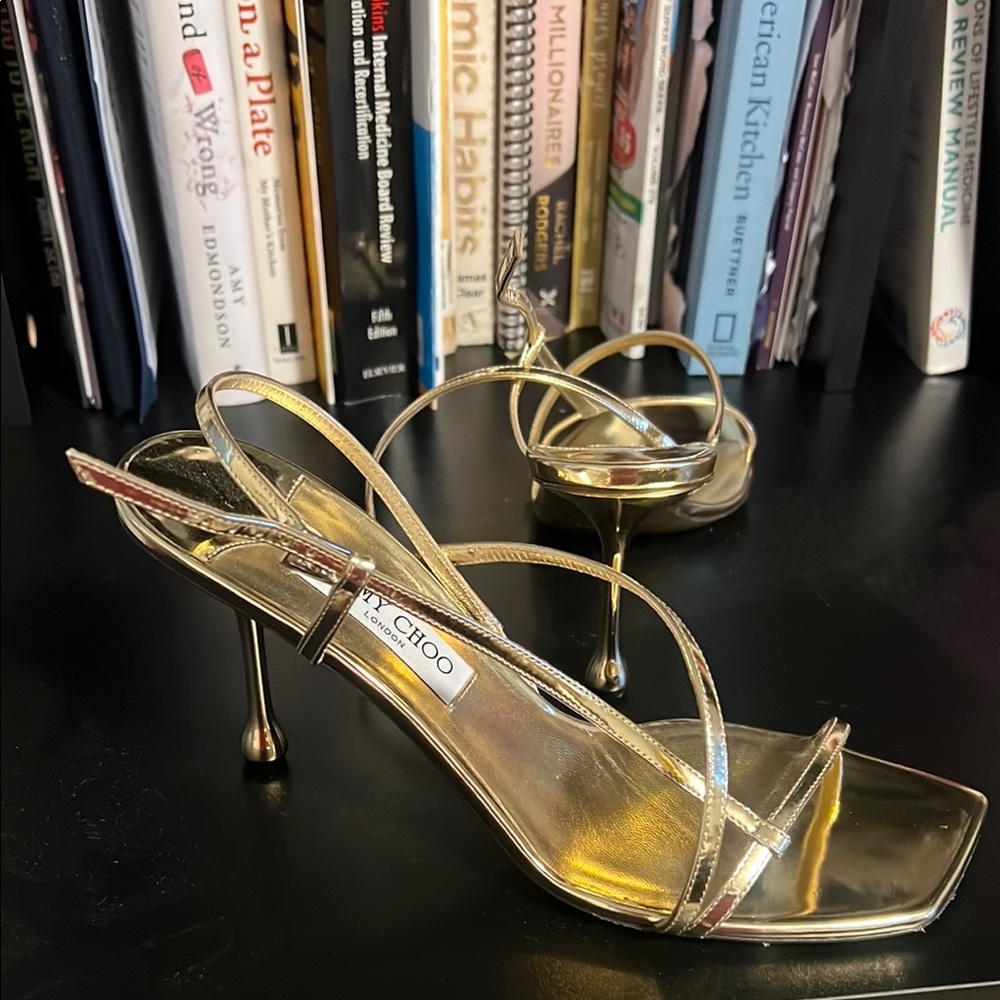 Jimmy Choo Gold Heels Etana 95